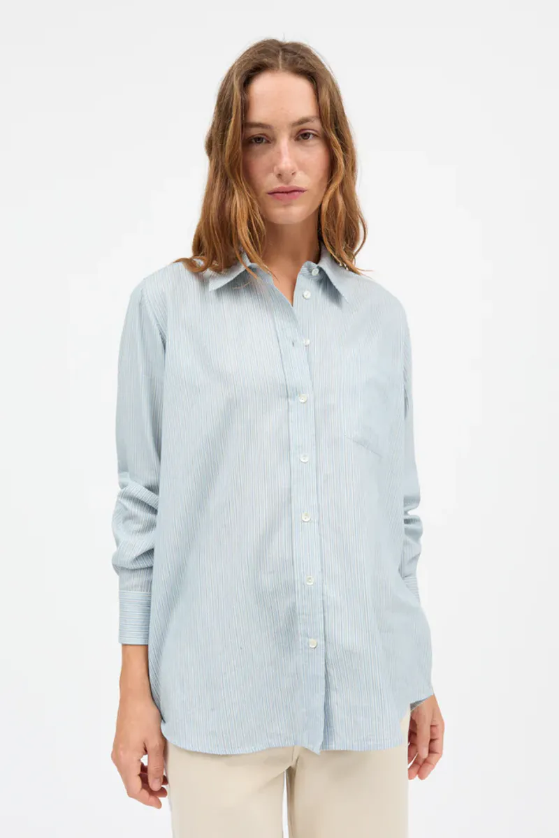 Nico shirt - Tiny blue stripe - Skall Studio