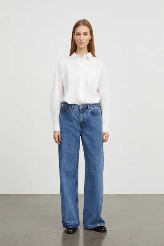 Willow wide jeans - vintage washed blue - Skall Studio