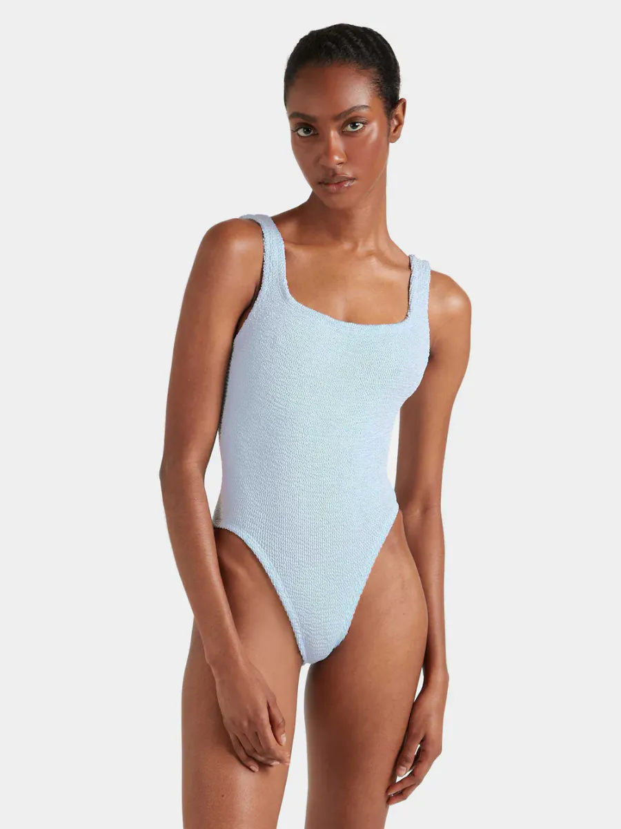 Square Neck Swim Metallic Ice Blue - Hunza G