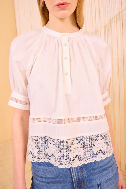 Hovedbilde Faye Puff Sleeve Blouse - Pristine - Ulla Johnson