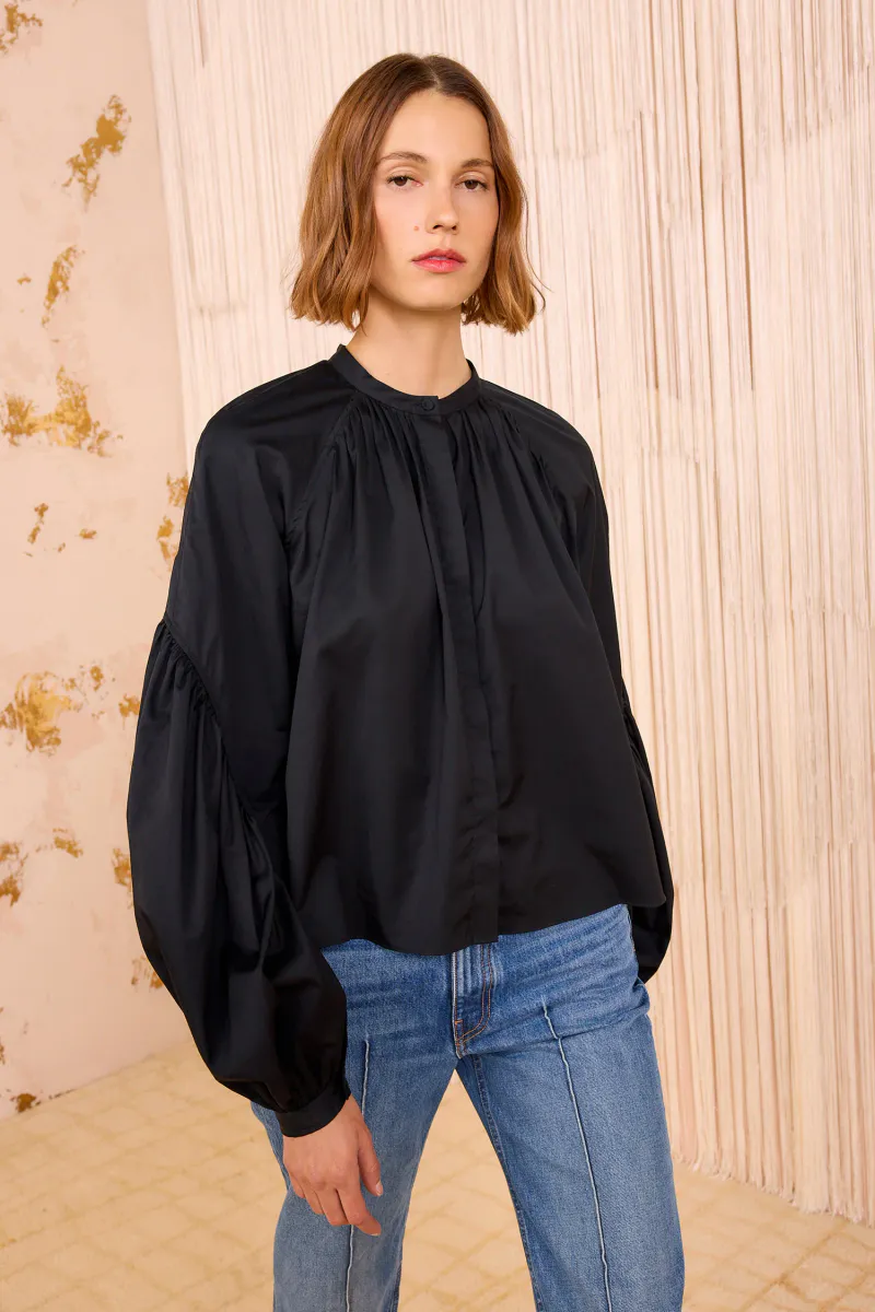 Rowena Long Sleeve Blouse - Noir - Ulla Johnson